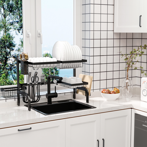 Adjustable 2-Tier Over-Sink Dish Drying Rack