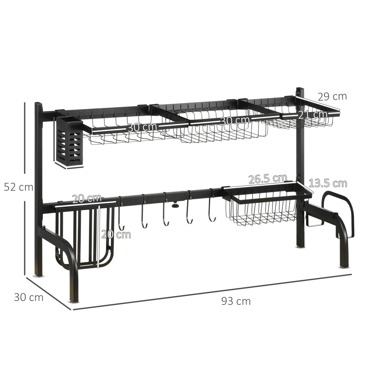 Adjustable 2-Tier Over-Sink Dish Drying Rack