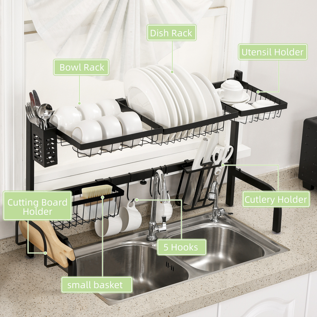 Adjustable 2-Tier Over-Sink Dish Drying Rack