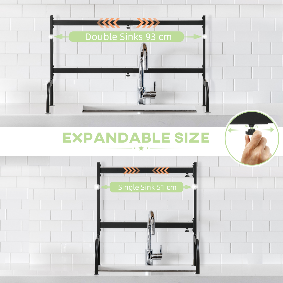 Adjustable 2-Tier Over-Sink Dish Drying Rack