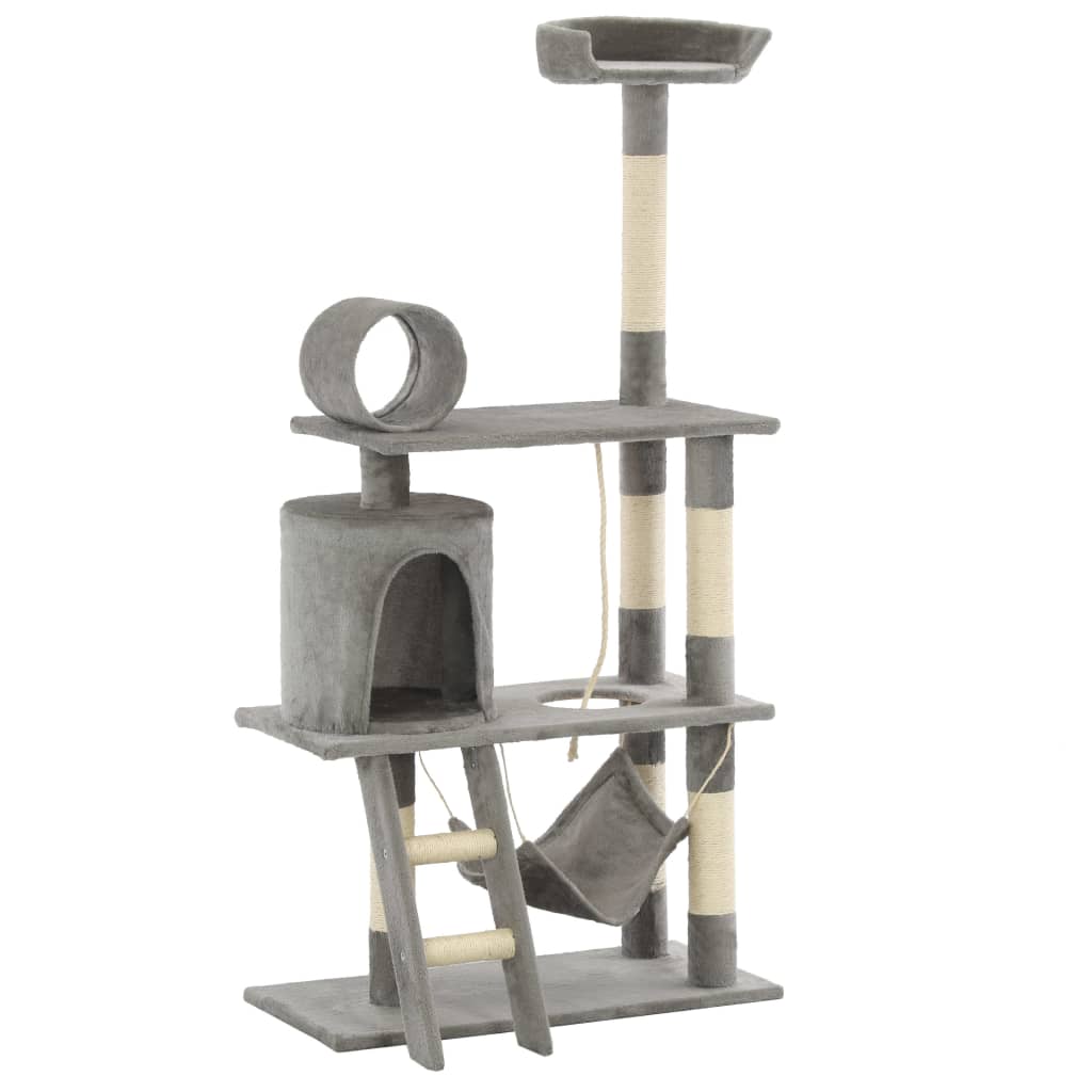 vidaXL 140cm Grey Cat Tree with Scratching Posts