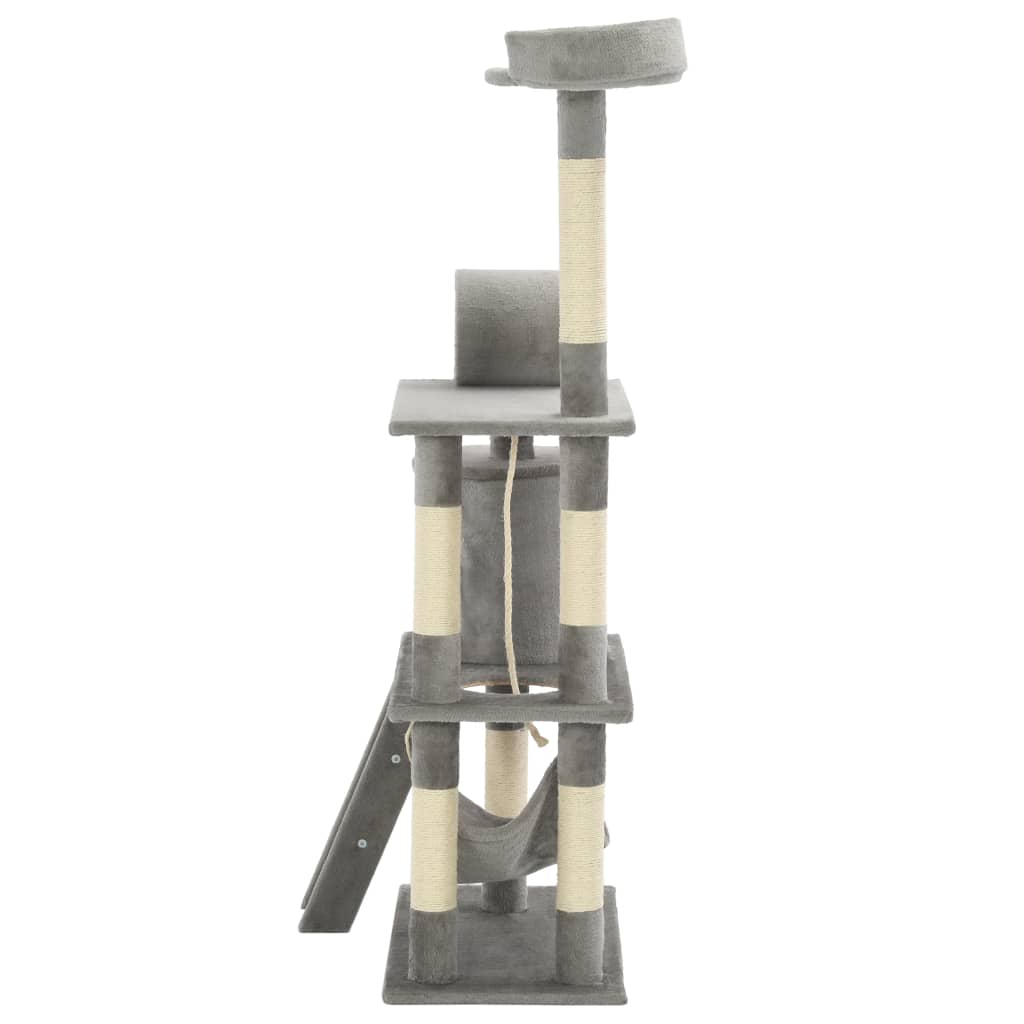 vidaXL 140cm Grey Cat Tree with Scratching Posts