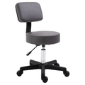 HOMCOM Adjustable Salon Stool with Backrest and Wheels