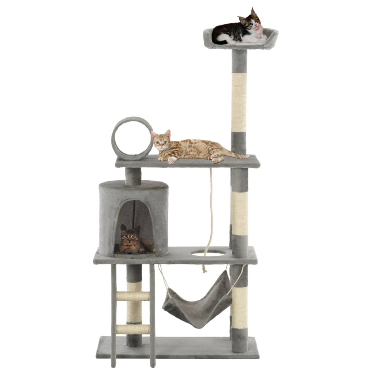 vidaXL 140cm Grey Cat Tree with Scratching Posts
